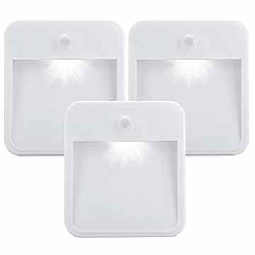 Denknova® Batteriebetriebene LED Nachtlicht mit Bewegungsmelder und Helligkeitssensor + Wandhalterung-Vorrichtung (3er Pack)