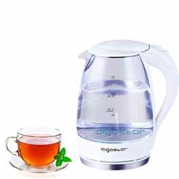 Design Glas Wasserkocher Teekocher OVP Neu Günstig Qualität Led Blau Kabellos… … (Weiß)
