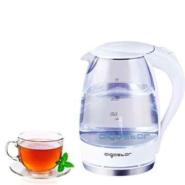 Design Glas Wasserkocher Teekocher OVP Neu Günstig Qualität Led Blau Kabellos… … (Weiß)