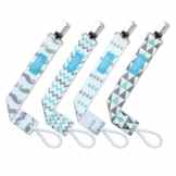 Deulia Schnullerband Saugerband Schnuller Halter Schnullerketten Für Jungen, Mädchen, Neugeborene Mit Vielen Designs, Spielzeug Schnullerketten Als Glücksbringer, 4-er Pack