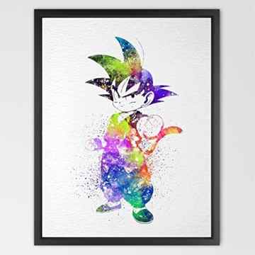 Dignovel Studios N229 Kunstdruck / Wandbild, Motiv: „Kid Goku“ aus Dragonball Z, im Aquarellstil, motivierend und Inspirierend, ungerahmt