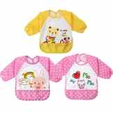 Discoball® Baby Kleinkind Jungen Mädchen Karikatur Wasserdicht und Taschen Oberbekleidung Ärmellätzchen mit Klettverschluss oder Schnur für Essen und Malen