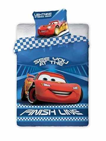 Disney Cars Baby Bettwäsche 100×135 cm, Kissen 40×60 cm 100 % Baumwolle Blau