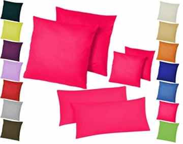 Doppelpack / 2er Set Microfaser Kissenhüllen / Kissenbezüge – Wohndekoration in schlichtem Uni Design mit Reißverschluss und in 3 Größen, 80 x 80 cm, Pink / Home-Impression