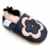 Dotty Fish Leder Babyschuhe – rutschfest Wildledersohle – chromfrei weiche Lederschuhe – Baby Mädchen – marineblau und rosa Blume