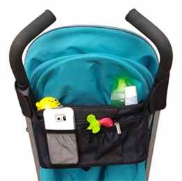 EZ-Bugz Kinderwagen-Organiser. 4 Taschen für alles Notwendige für Ihr Baby. Mit isoliertem Getränkehalter, großer Reißverschlusstasche & abnehmbaren Schultergurten