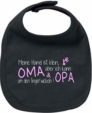 EZYshirt® Meine Hand ist klein aber ich kann Oma & Opa um den Finger wickeln Baby Lätzchen Halstuch