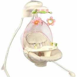 Elektrische Babyschaukel Modell Dodoli mit Musikfunktion Lichteffekte Mobile verstellbarer Sitz Timer Rosa