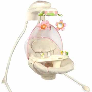 Elektrische Babyschaukel Modell Dodoli mit Musikfunktion Lichteffekte Mobile verstellbarer Sitz Timer Rosa