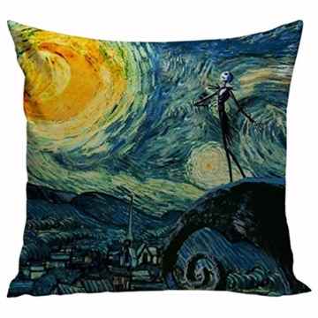 Elviros Ölgemälde Dekorativ Baumwoll Leinen Mix Kissenbezug 45 x 45cm – Sternenklare Nacht