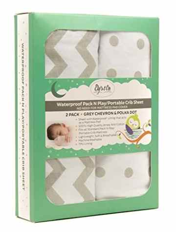 Ely ’s & Co Wasserdichter Pack n Play Tragbarer Mini Bettlaken für Babybett keine Notwendigkeit für Matratze Pad Cover oder Matratze Displayschutzfolie Polka Dots Unisex für Baby Boy und Baby Girl