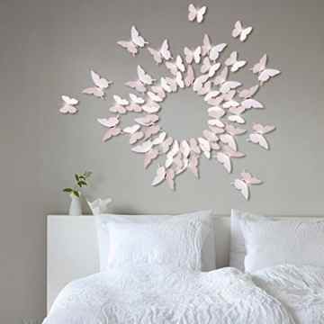 Emango 12 Stück 3D Schmetterlings Wandaufkleber Wandsticker Wandtattoo Wanddeko mit Kristall Dekor für Wohnzimmer, Kinderzimmer, Türen, Fenster, Badezimmer, Kühlschrank (Rosa)