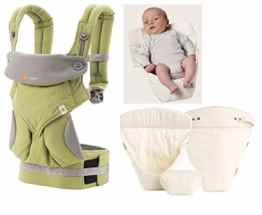 Ergobaby 360 Von-Geburt-An Paket Green mit Neugeborenen-Einsatz Natural