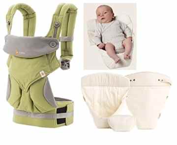 Ergobaby 360 Von-Geburt-An Paket Green mit Neugeborenen-Einsatz Natural