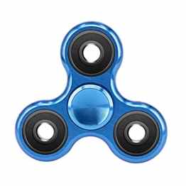 Fidget Spinner Metall Tri Kreisel aus Aluminium mit High-Speed Kugellager Anti-Stress Hand Toy Blau von wortek