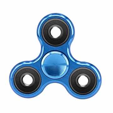 Fidget Spinner Metall Tri Kreisel aus Aluminium mit High-Speed Kugellager Anti-Stress Hand Toy Blau von wortek