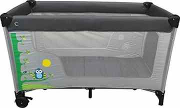 Fillikid Reisebett Standard mit Motiv 120x60cm – Eule Hellgrau / Grau
