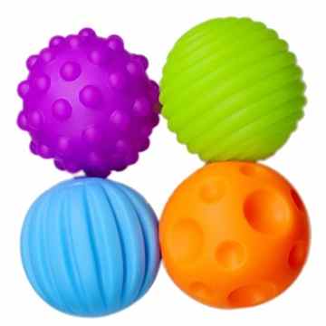 Finer Shop 4pcs Baby-Hand fangen Massage Ball mit Sound Effect Frühe pädagogisches Spielzeug