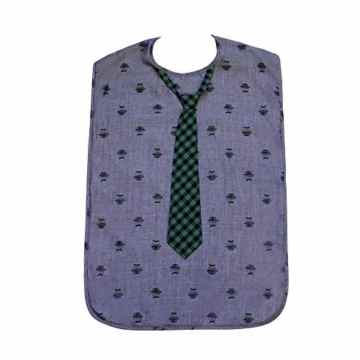 Frenchie Mini Couture Herren Erwachsene Lätzchen, weiß mit Marineblau Krawatte