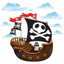 GET STICKING DÉCOR® Piraten Piratenschiff Wandtattoo, Wandsticker Kollektion, TheOriginal Pship4, Glänzend Herausnehmbar Vinyl, Multi Farbe. (Large)
