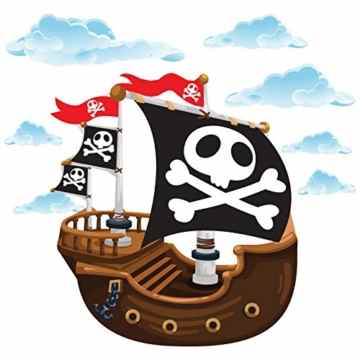 GET STICKING DÉCOR® Piraten Piratenschiff Wandtattoo, Wandsticker Kollektion, TheOriginal Pship4, Glänzend Herausnehmbar Vinyl, Multi Farbe. (Large)