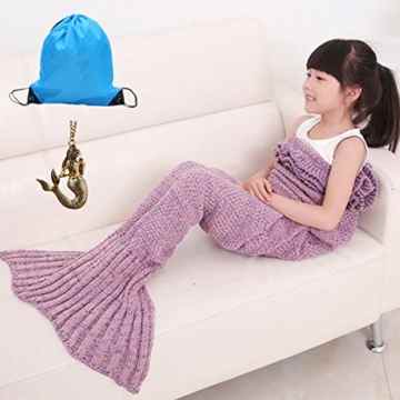 Gestrickte Mermaid Schwanz Decke für Kind-Mädchen-Geschenk, gehäkelt weiche warme Schlafsack für Wohnzimmer Schlafsofa Bettwäsche Klimaanlage Camping, Kinderdecke Wurf von Well Kaufen (55 „x28“) (Rosa)