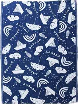Gewebtes Leinen-/Baumwolle-Pucktuch (70 x 100 cm)/ Spucktuch/ leichte Babydecke: blau-weiß für Jungen