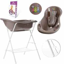 GoFuture Babybadewanne Luxus mit Stöpsel Set 3 Teilig – Badewanne 102cm Badesitz Ständer Wickelunterlage