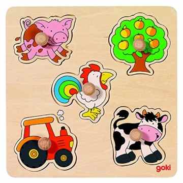 Goki 57546 – Steckpuzzle – Auf dem Land, basic