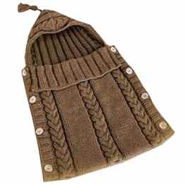 Gosear Neugeborenen Kleinkind Schlafsack Mode Winter Warm Weiche Stricken Wolle Streifen Wickeln Sie Schlafen Decke für 0-1 Jahr altes Baby Braun