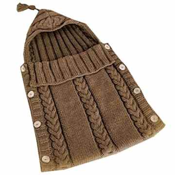 Gosear Neugeborenen Kleinkind Schlafsack Mode Winter Warm Weiche Stricken Wolle Streifen Wickeln Sie Schlafen Decke für 0-1 Jahr altes Baby Braun