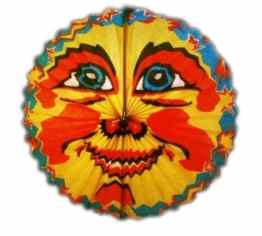 HAAC Lampion bunt mit Motiv Mond oval 35 cm für Feste Laternenumzug