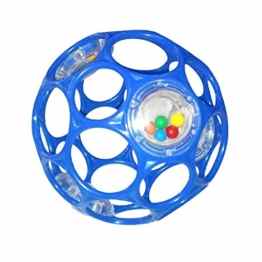 HCM Oball 28113 Blau Lochball mit Rassel Greifball Greifling Motorikball 10cm