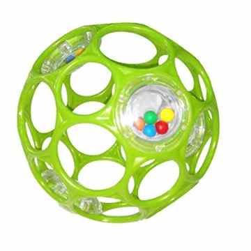 HCM Oball 28113 Grün Lochball mit Rassel Greifball Greifling Motorikball 10cm