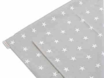 HOBEA-Germany Kinder Kissenbezug 50x50cm mit Reißverschluss in verschiedenen Designs, ideal als Bezug für Sofakissen, Dekokissen oder Kopfkissen 100% Baumwolle, HOBEA Muster:Sterne weiß auf grau