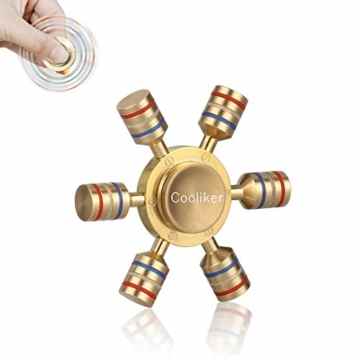 Hand Fidget Spinner Spielzeug, Cooliker Sechs Winged Messing Hand Spielzeug Stress Reducer Premium Hybrid Keramik Lager – perfekt für ADD, ADHS, Angst und Autismus Erwachsene Kinder