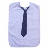 Herren Erwachsene Lätzchen, wasserfest, Blau Nadelstreifen mit Krawatte von Frenchie Mini Couture