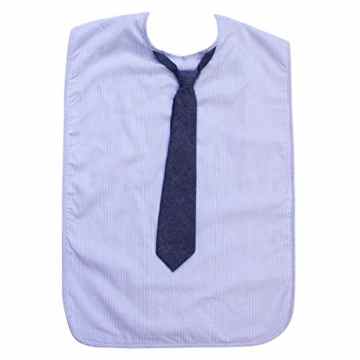 Herren Erwachsene Lätzchen, wasserfest, Blau Nadelstreifen mit Krawatte von Frenchie Mini Couture