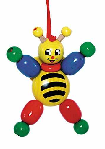 Hess Holzspielzeug 12165 – Clipfigur aus Holz, Biene, ca. 12 cm