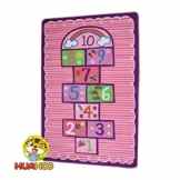 Hüppekästchen Rosa Kinder Teppich Schlafzimmer Mädchen Kinder Teppich Mädchen Schlafzimmer Spielzimmer Spielteppich Schule Klassenzimmer Learning Carpet Educational Teppich mit Rutschfeste Unterseite