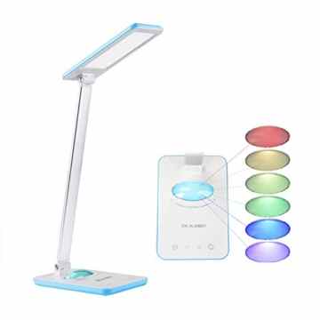 IDEALEBEN 8W LED Schreibtischlampe Tageslicht Augenschutz Leselampe, Helligkeitsstufen Dimmbar, Touchfeldbedienung mit Farbwechsel Nachtlicht