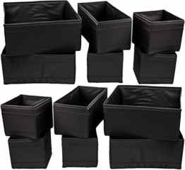 IKEA 12-er Set Aufbewahrungsboxen „Skubb“ zwölf Kisten Regaleinsätze je 4 Stück in 3 versch. Größen – SCHWARZ (12er-Set, schwarz)