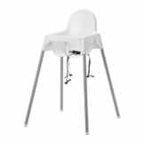 IKEA Kinderhochstuhl ‚Antilop‘ Babystuhl in WEISS – mit Sicherheitsgurt – mobil dank abnehmbarer Beine