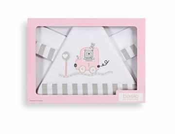 INTERBABY 04095-02 Bettwäsche Set für Wiege – Mod Wagen, 3 Stück, rosa