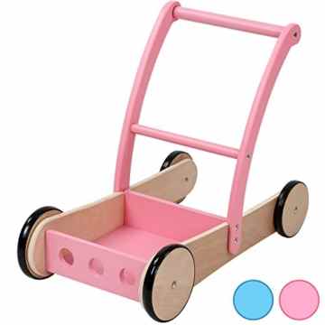 Infantastic Lauflernwagen Laufwagen Holzwagen Laufen lernen Baby mit vier Rollen in zwei verschiedenen Farben