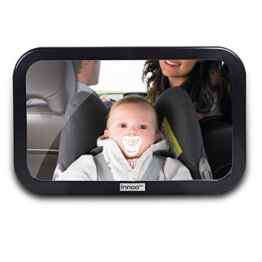 InnooTech Baby Spiegel Rücksitzspiegel Autospiegel für Babys im Reboard Kindersitz | klarer weiter Winkel | Haben Sie Ihr Kind hinten im Blick | auf Bruchsicherheit getestet | Sticker Baby im Auto