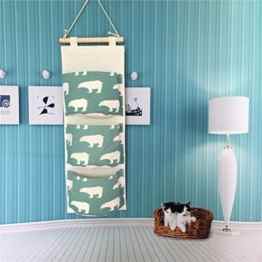 Inwagui Baumwolle Leinen hängend Aufbewahrungstasche mit 3 Fächern Hängeorganizer Wand Tasche zum Hängen für Schrank Tür – Bär B