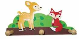 Inware 22998 – Garderobe Waldtiere, aus Holz, 3 Aufhänger, Kindergarderobe