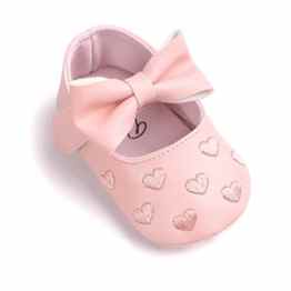 Itaar Baby Mädchen Schuhe Süß mit schönem Bogen PU-Leder Mokassins gestickte Herz und weicher rutschfester Sohle für Babys 0-18 Monate