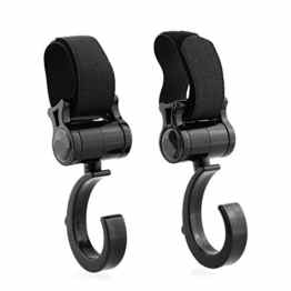 Itaar Kinderwagen Befestigungshaken Kinderwagenbefestigung mit Klettband für Einkaufsträgerwagen Aufbewahrungstasche Schwarz 2 PCs